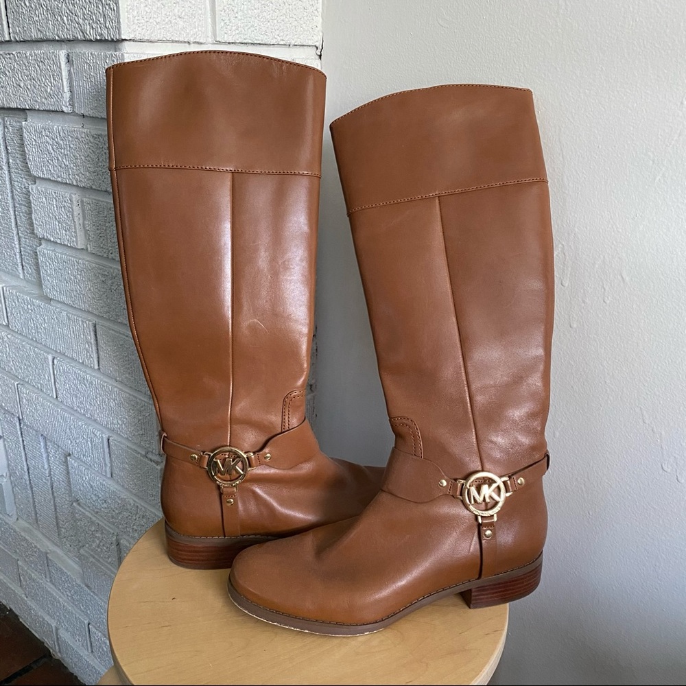 Michael Kors Fulton Harness Riding Boots in Tan